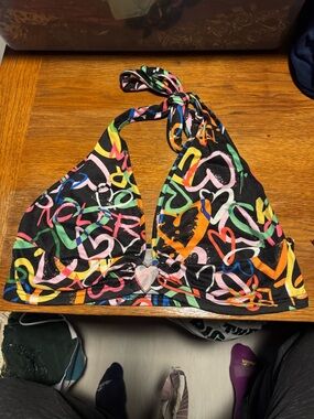 SHEIN Multicolor Graffiti Heart Halter Top/Bralette - Tie-neck Style 🥳♥️🧡💚💛💃🏼